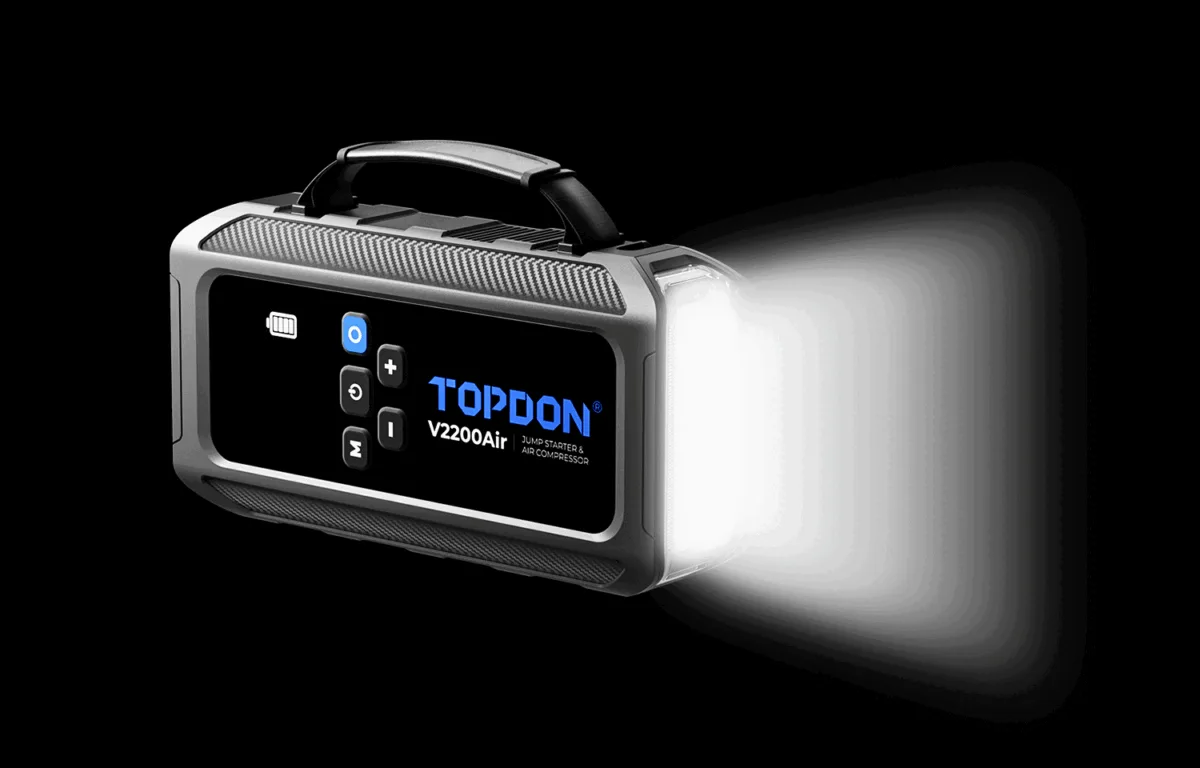 V2200Air booster batterie voiture professionnel gonfleur pneus 3 minutes 6 modes batterie externe PD45W 400 lumens LED