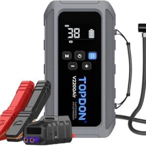 Booster batterie voiture professionnel TOPDON V2200Air 2200A démarreur portable compresseur air intégré 8L essence 6L diesel