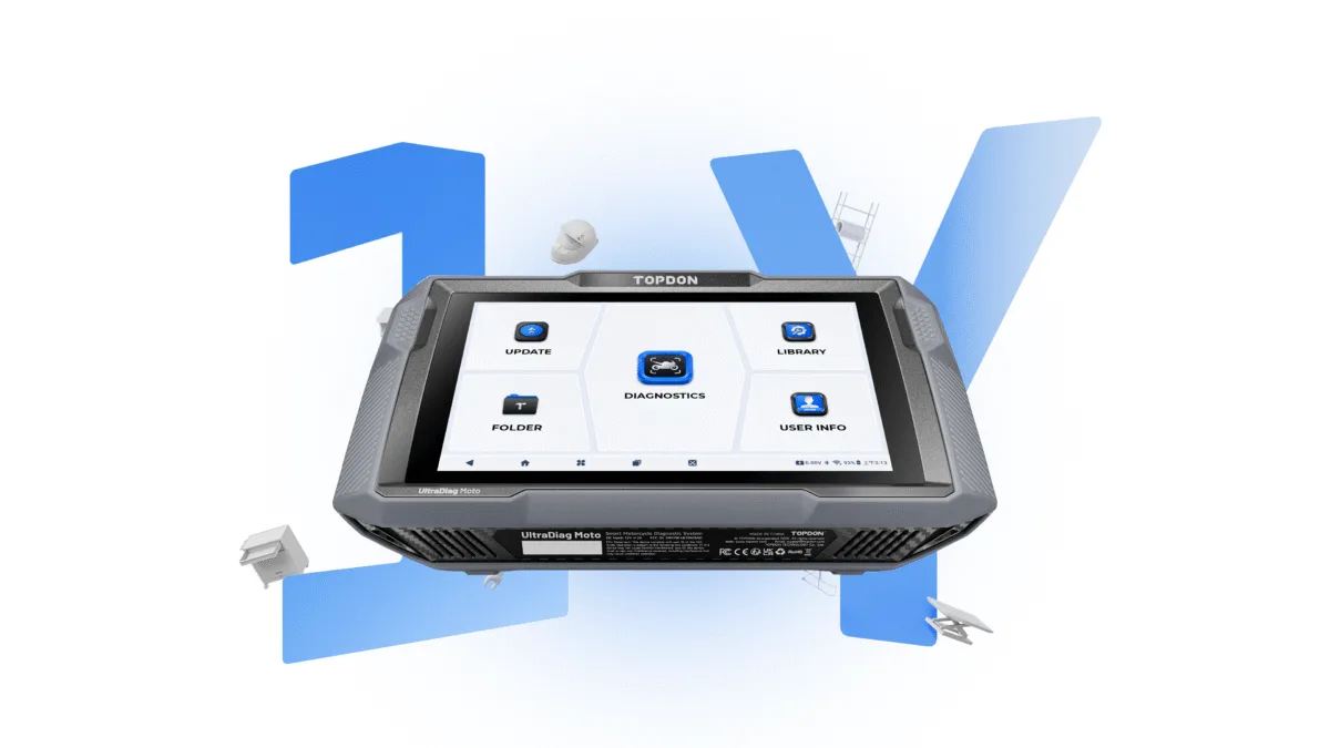 Valise diagnostic moto professionnelle TOPDON UltraDiag Moto tablette 8 pouces Bluetooth 80 marques contrôle bidirectionnel